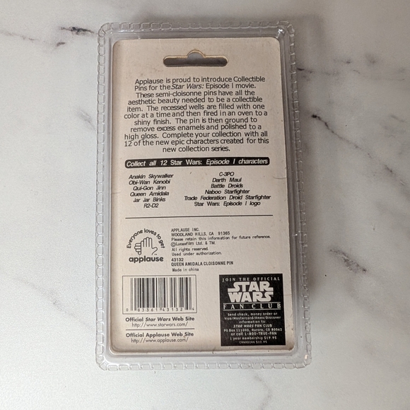 🖤 Star Wars Episode I Vintage Collectible Pin NEW Queen Amidala - Picture 2 of 2